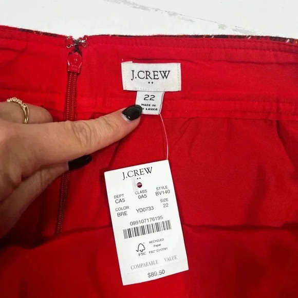 J Crew Skirt Tartan Red Plaid A-Line Women’s Size 22 NWT Wool Blend Lined - Picture 5 of 10